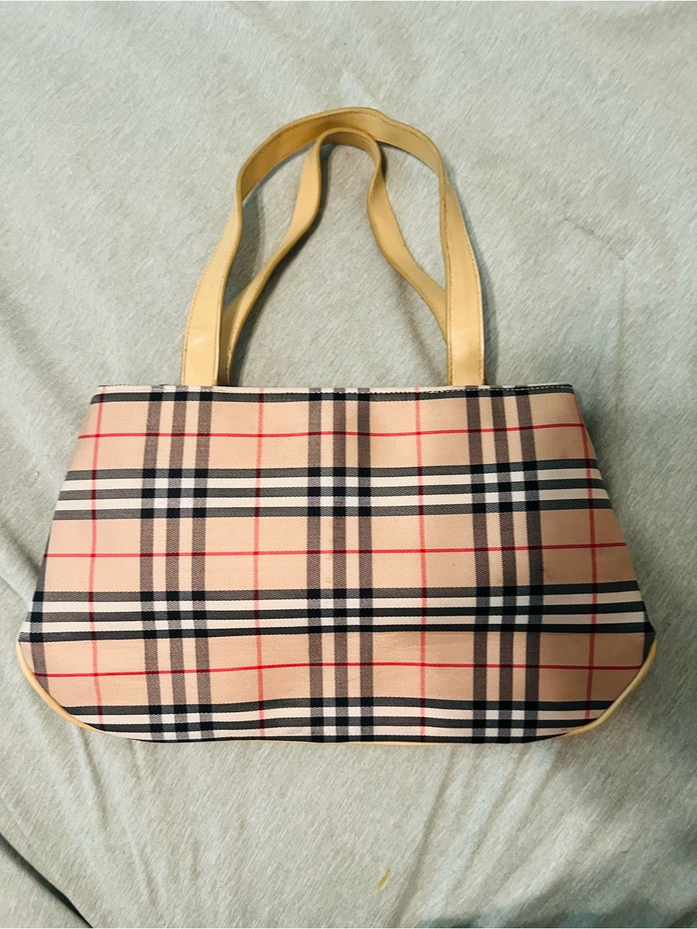 Classic Plaid Tote Handbag in Beige and Yellow